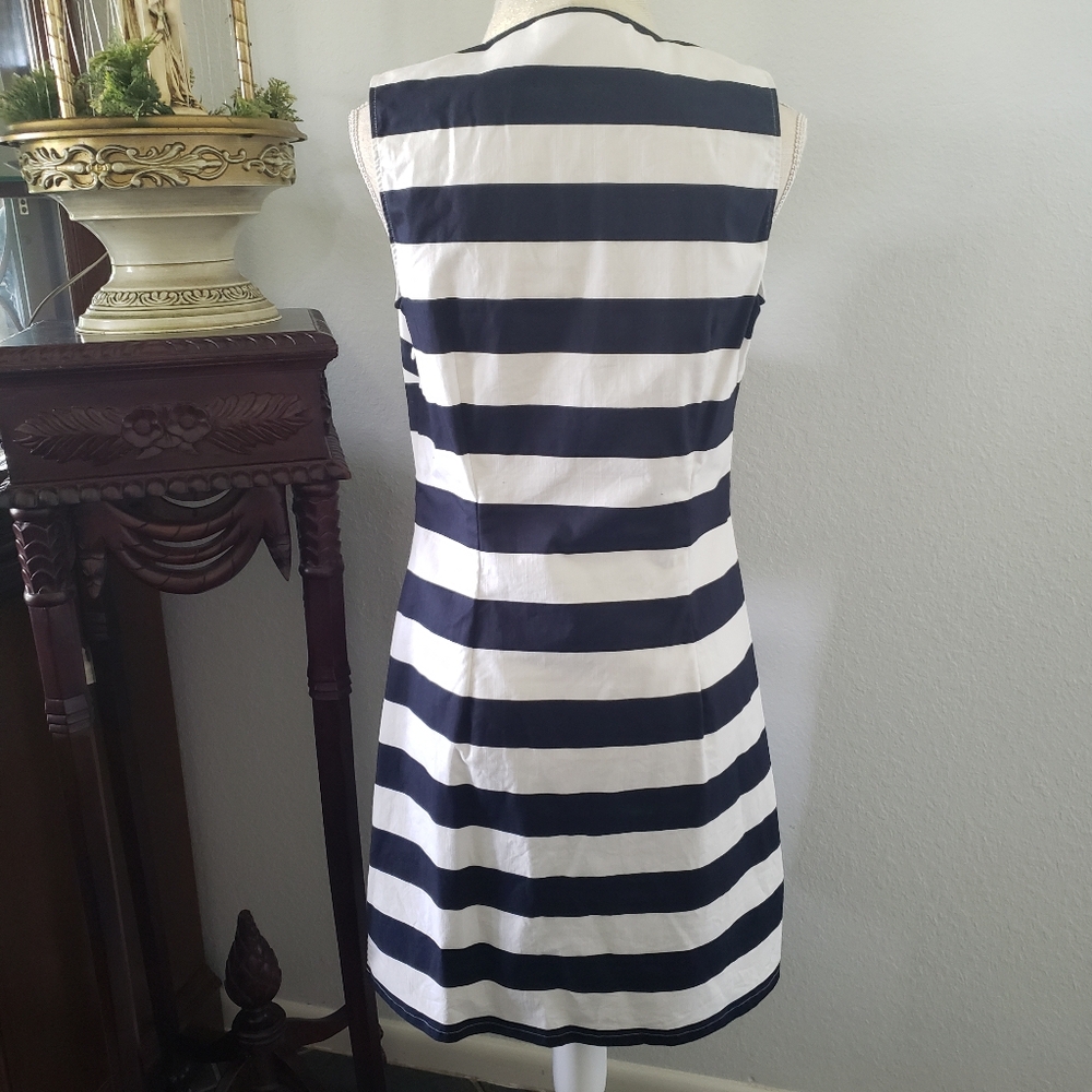 Sail to Sable Navy and Cream Striped Mini Dress - Picture 3 of 3